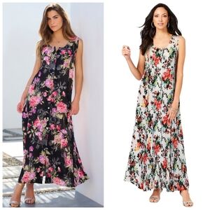 2 Denim 24/7 Lightweight Crinkle Floral Maxi Dresses Plus Size 22/24 (1x-3x)